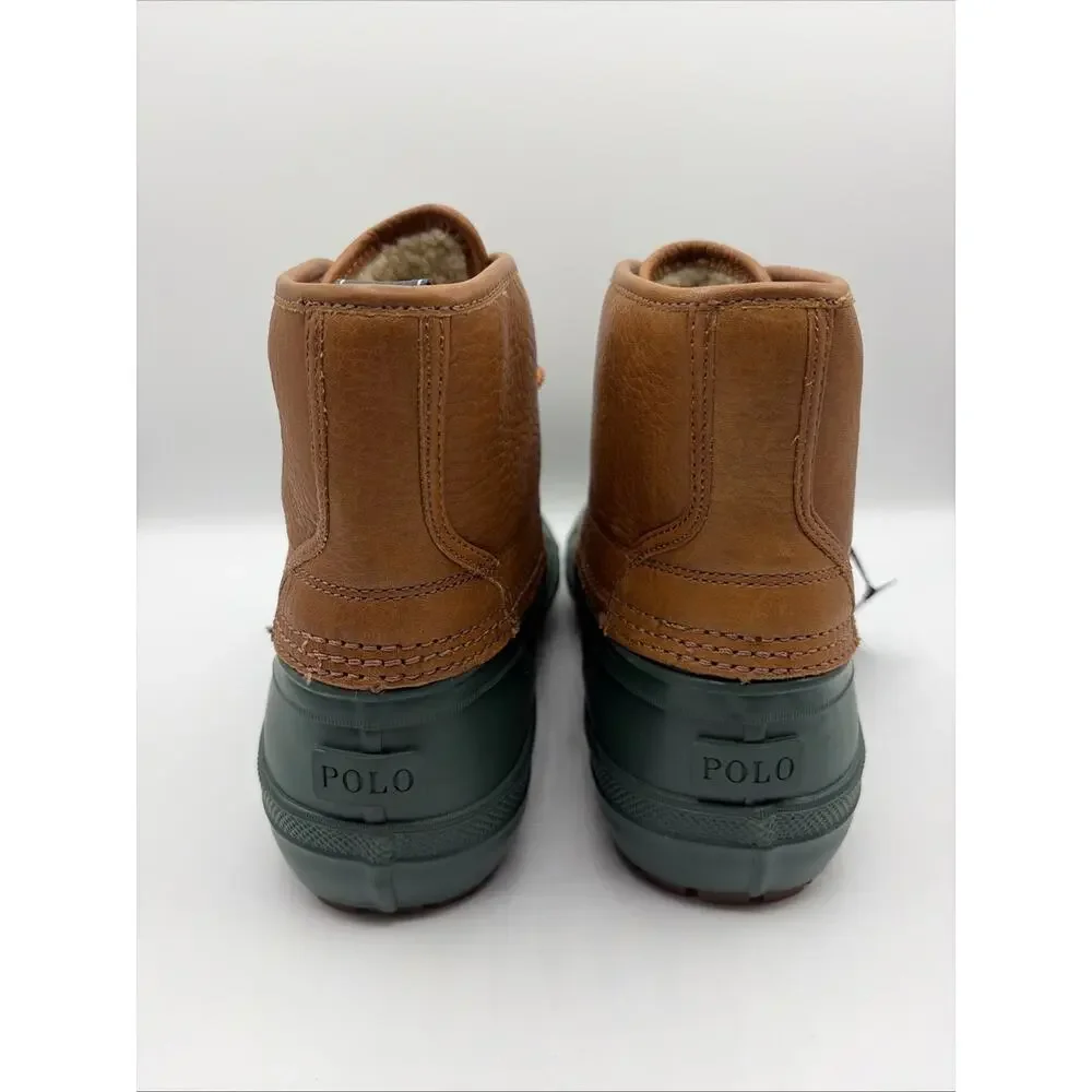 Polo Ralph Lauren Claus Lace-Up Mid Cut Duck Boots Leather Rubber Mens 8 NWT